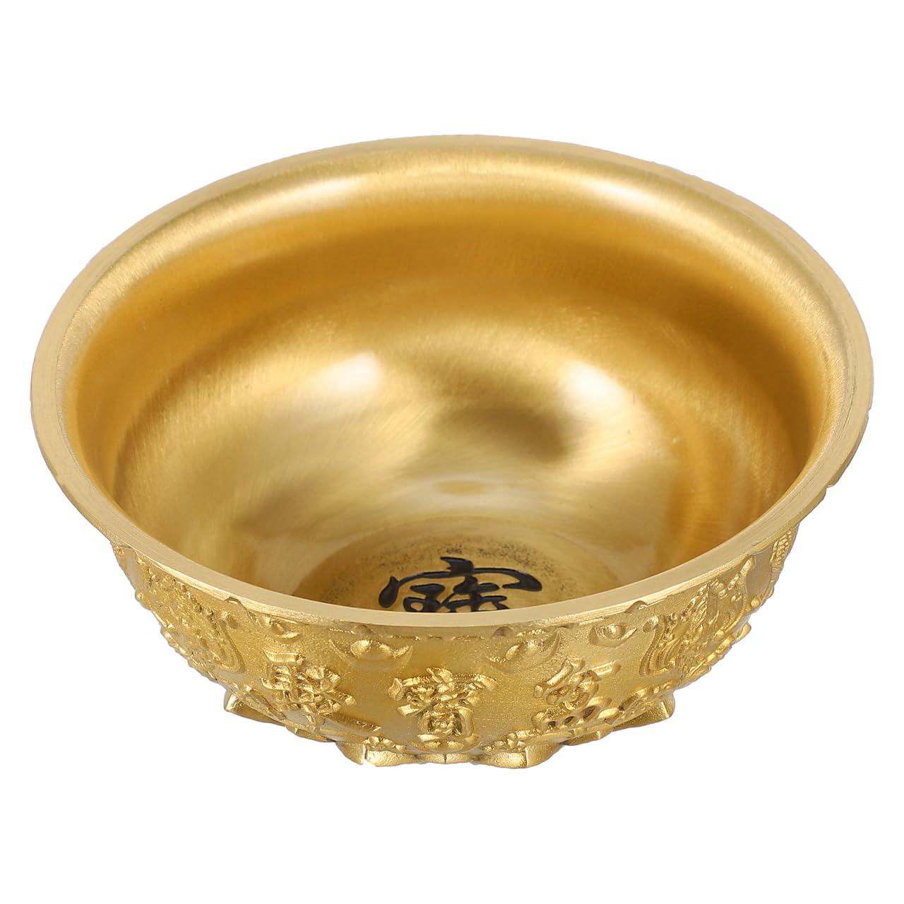 Brass Feng Shui Treasure Bowl, 3 Inch Golden Cornucopia Basin, Home Office Decor Wealth Prosperity Luck Housewarming Spring Festival Gift