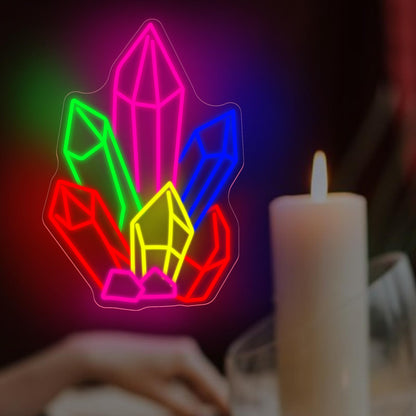Crystals Mineral Stones Neon Sign, Crystals Stones Tarot LED Light, Room Wall Art Decor, Gem Store Neon Light, Shop Led Sign, Pilates Studio Art Meditation Room Wall Art Yoga Lover Gift-16.5"x11.4"