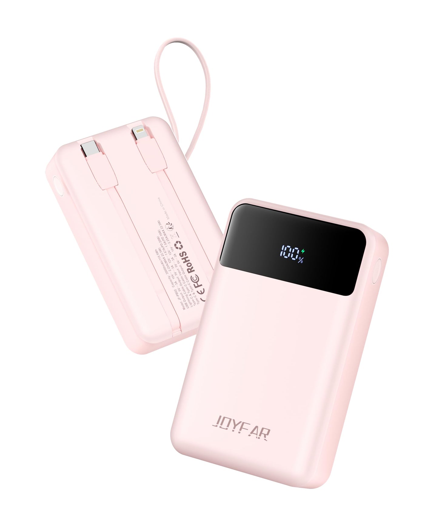 Portable-Charger-Power-Bank Travel Essentials Battery Pack USB C 30000mAh Built in Cable 22.5W Phone Fast Charging Powerbank Compatible with iPhone 16 15 14 13 12 11 iPad Samsung Google Xiaomi