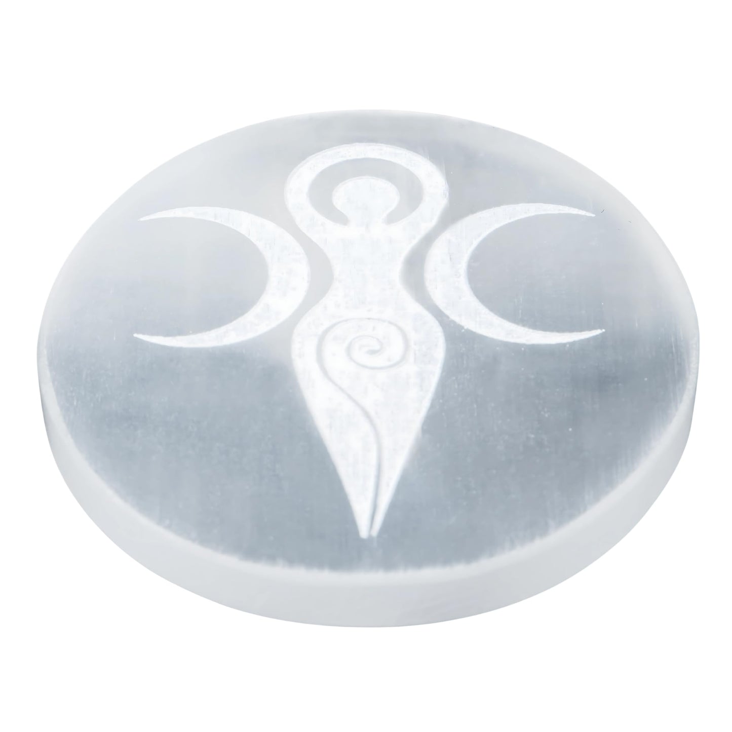 ANAYA AGATE Selenite Crystal Charging Plate - 3" Engraved Goddess Angel Design - Healing Stones Coaster for Home and Office Table Decor - Round Disc - Crystals and Healing Stones