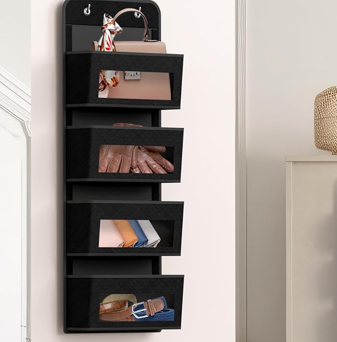 Simple Houseware 4 Clear Window Pocket Over Closet Door Storage Hanging