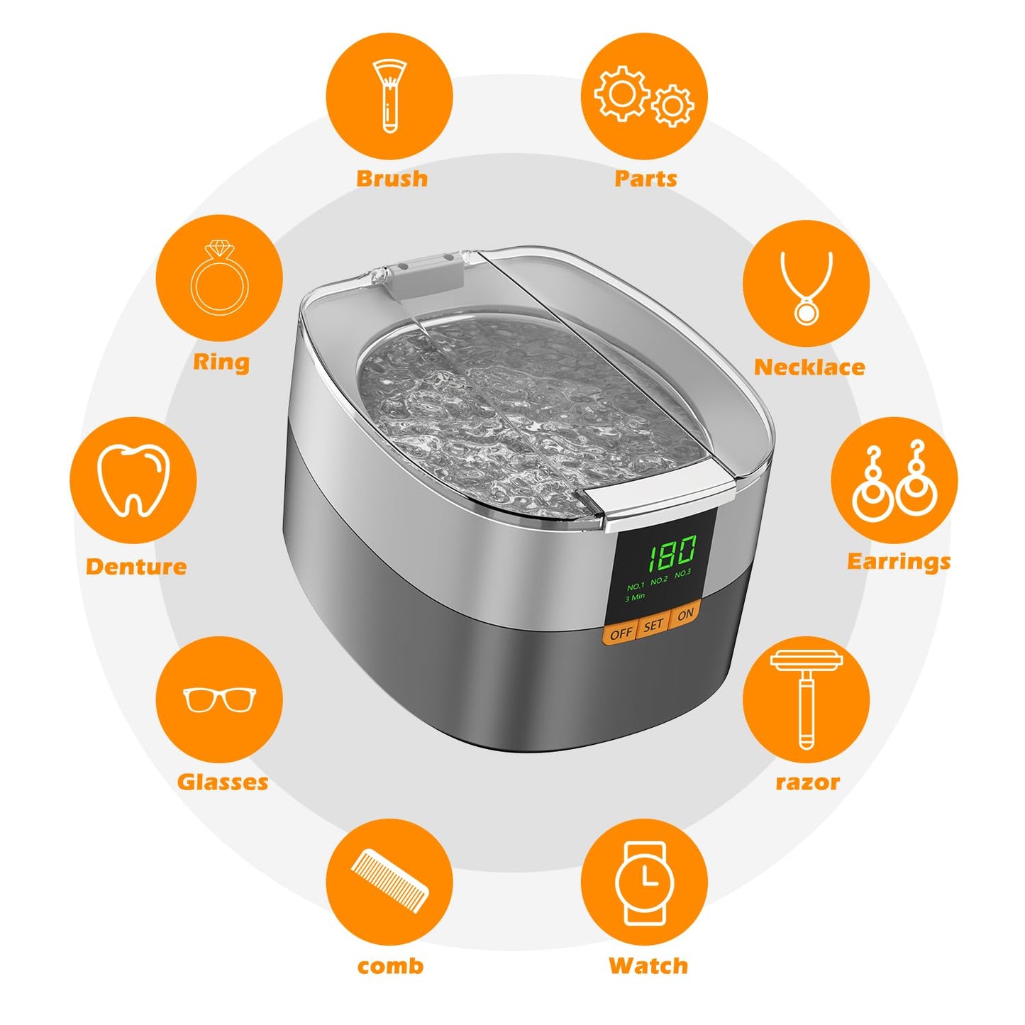 KECOOLKE Ultrasonic Cleaner 750ml Jewelry Sonic Cleaner with Digital Timer for Eyeglasses, Rings, Coins，Silver Ultrasonic Cleaner Solution for Gifts
