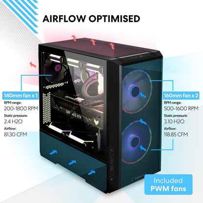 Lian Li LANCOOL 216 RGB Mid-Tower PC Case, Black - High Airflow Design with ARGB Fans