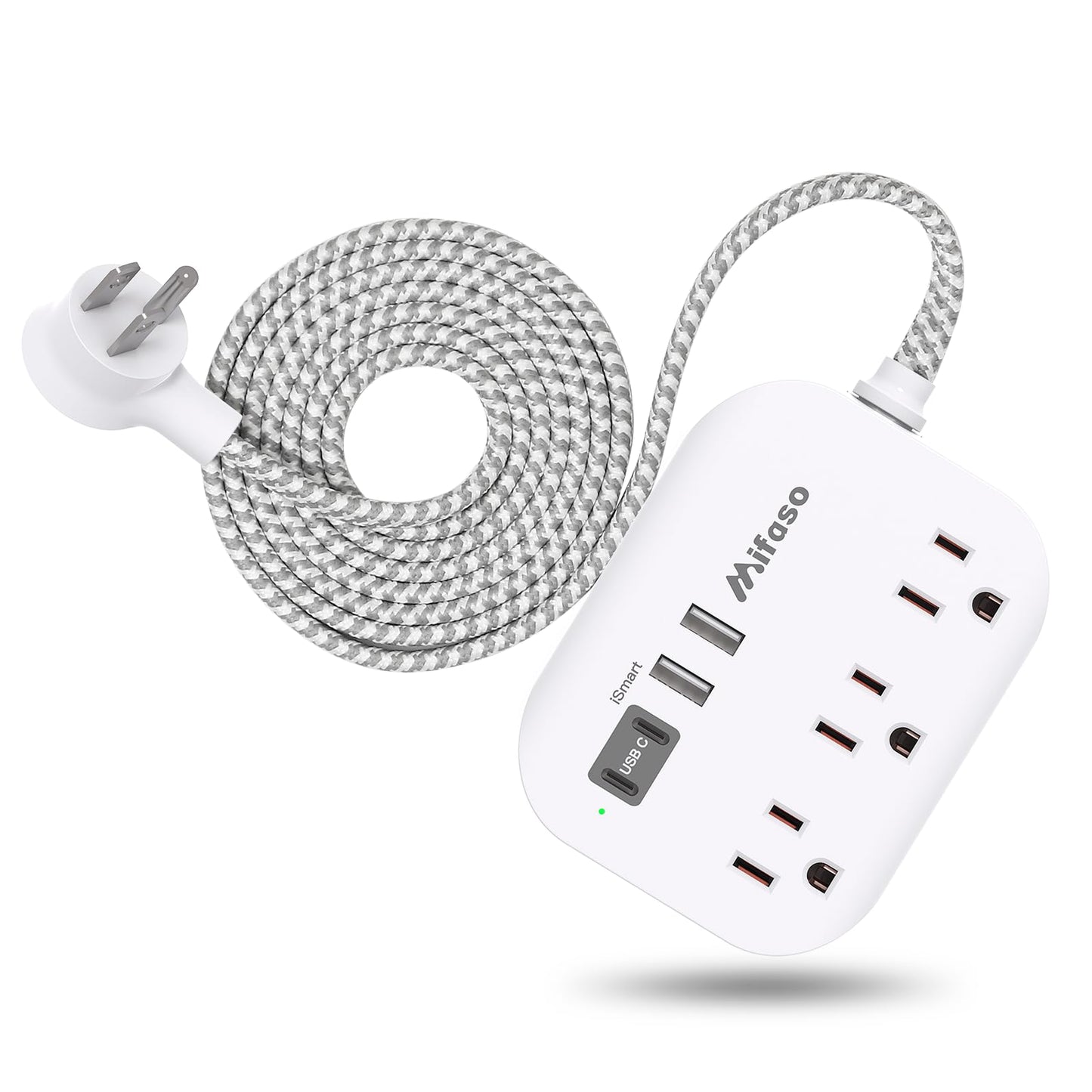 Travel Essentials - Mifaso Power Strip with USB, Compact Flat Plug Extension Cord 5ft with 3 Outlets 4 USB Ports, Non Surge Cruise Must Haves, Cruise Ship Essentials, Dorm Room, Apartment Essentials