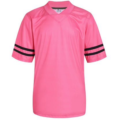 Pullonsy Plain Blank Football Jerseys for Men Mom Family Halloween Shirts Team Sport Tops Outfits Black Stripes Pink Jersey Size 2X-Large