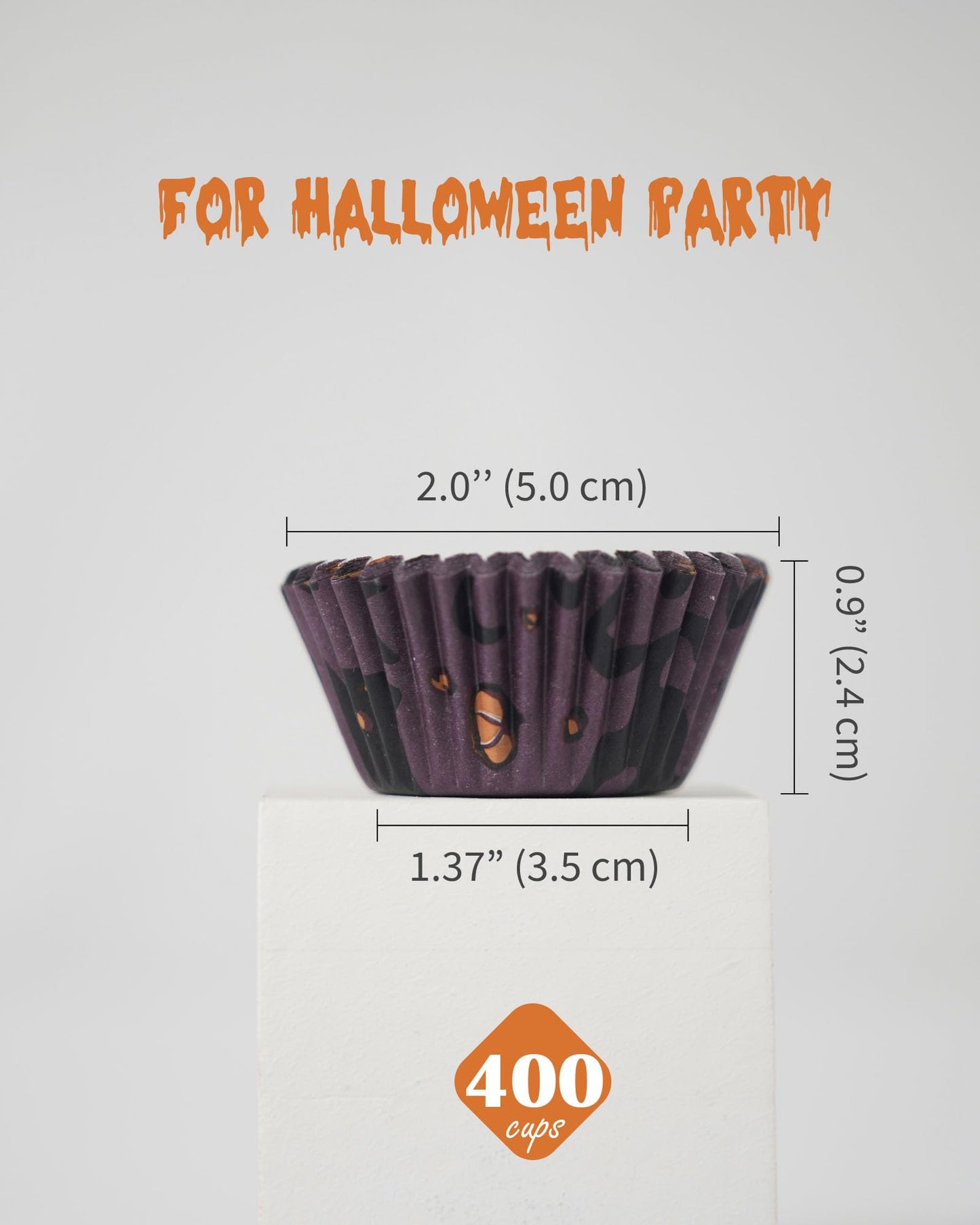 Bake Choice 400 pcs Halloween Mini Cupcake Liners with 12 pcs Cupcake Toppers, Mini Cupcake liners for baking, Halloween Cupcake Decorations