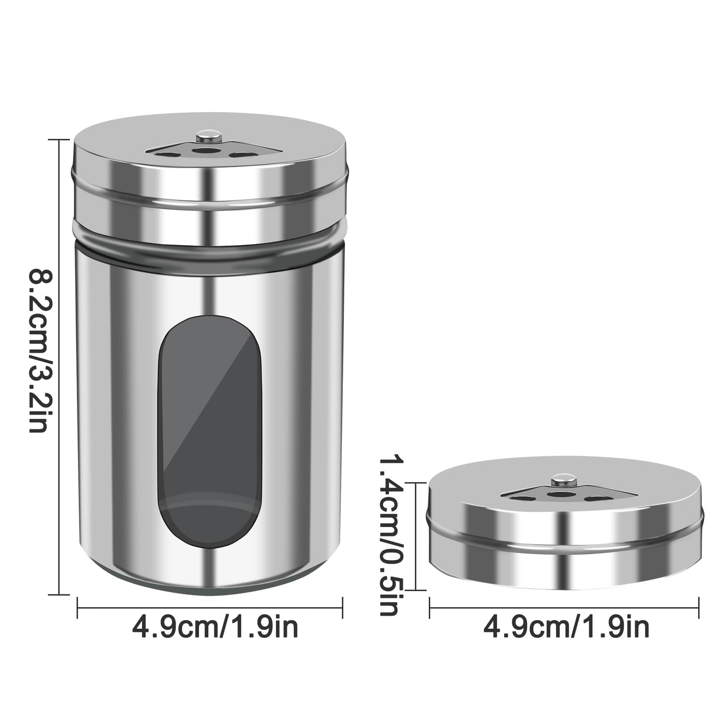 4 PCS Stainless Steel Salt and Pepper Shakers with Adjustable Pour Holes – Elegant Glass and Metal Spice Shakers for Coarse, Kosher, Sugar, Cinnamon, and Spices