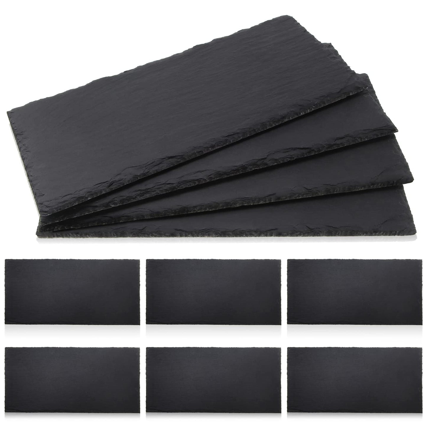 Zopeal 10 Pcs 10" x 5" Black Slate Charcuterie Boards Charcuterie Stone Plates with Natural Edge Slate Cheese Tray Serving Stone Board for Kitchen Dining Party Meat Fruits Display Chalkboard
