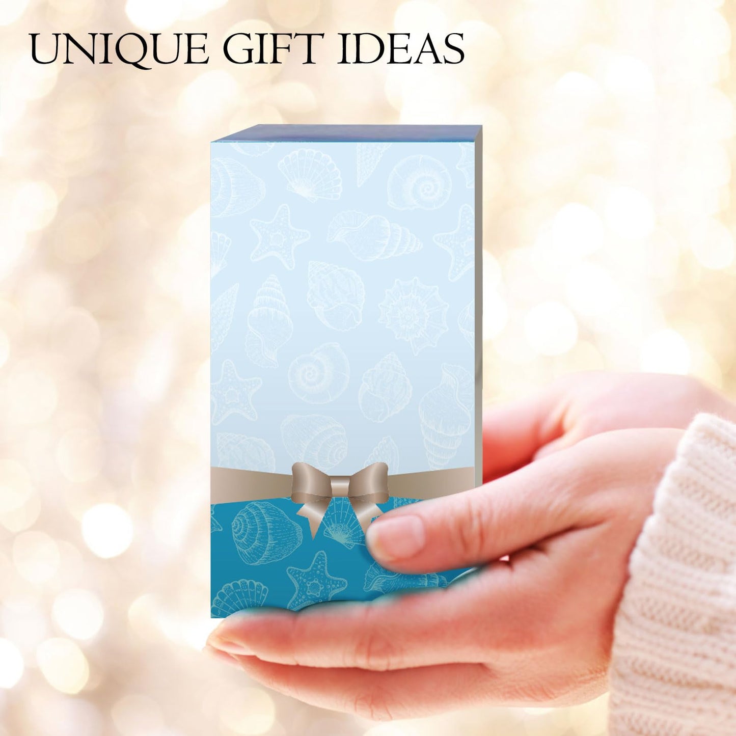 FONMY Mini Couple Toothbrush Holder Stand-Acrylic w/Nature Seashell Handmade Seascape Razor Holders Organizer for Bathroom Vanity Countertops Office Unique Gifts and Home Decoration,Sea Blue,Pack of 2