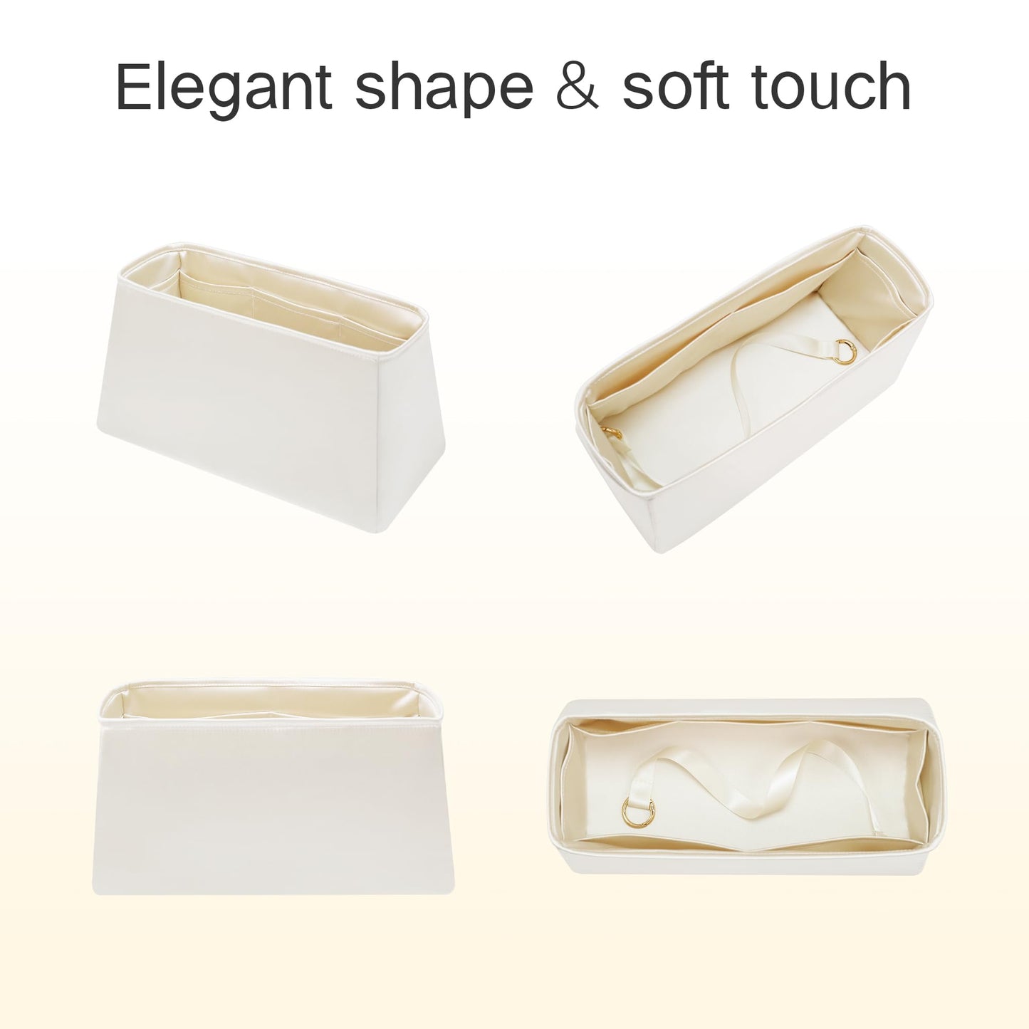 DGAZ Moon Fits for Hermes Bag Insert, Premium Silk Purse Organizer Insert, Smooth Touch & Lightweight，Luxury Handbag Organizer with Gift Box Fits For Brikin 30(BK30 Retourne,Craie)
