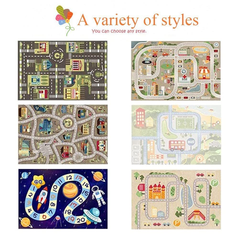 TYKTZXY Kid Rug Playmat for Toy Cars, Play Area Carpet with Rubber Backing, for Children Bedroom Play Room 120cm×160cm(3'11"×5'3")