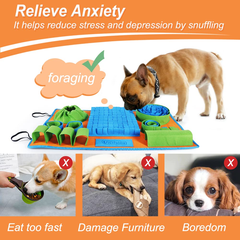 Vivifying Snuffle Mat for Dogs, Interactive Feeding Game for Boredom and Mental Stimulation, Dog Feeding Mat Encourages Natural Foraging Skills and Slow Eating