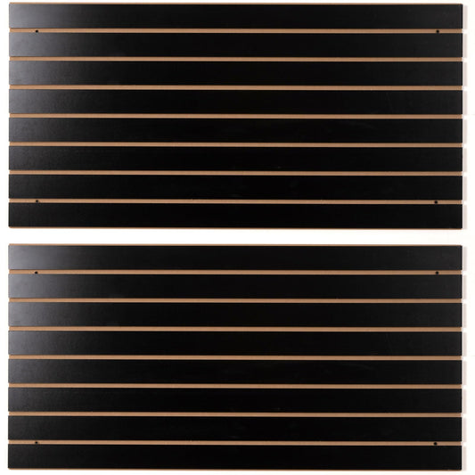FRAYSCENT Slat Wall Paneling for Retail Display 2 Pack 4'x2', Black MDF Slatwall Panel for Garage Organizer Shiplap Wall Paneling,Slat Board Garage Slatted Storage Systems, Easy Install