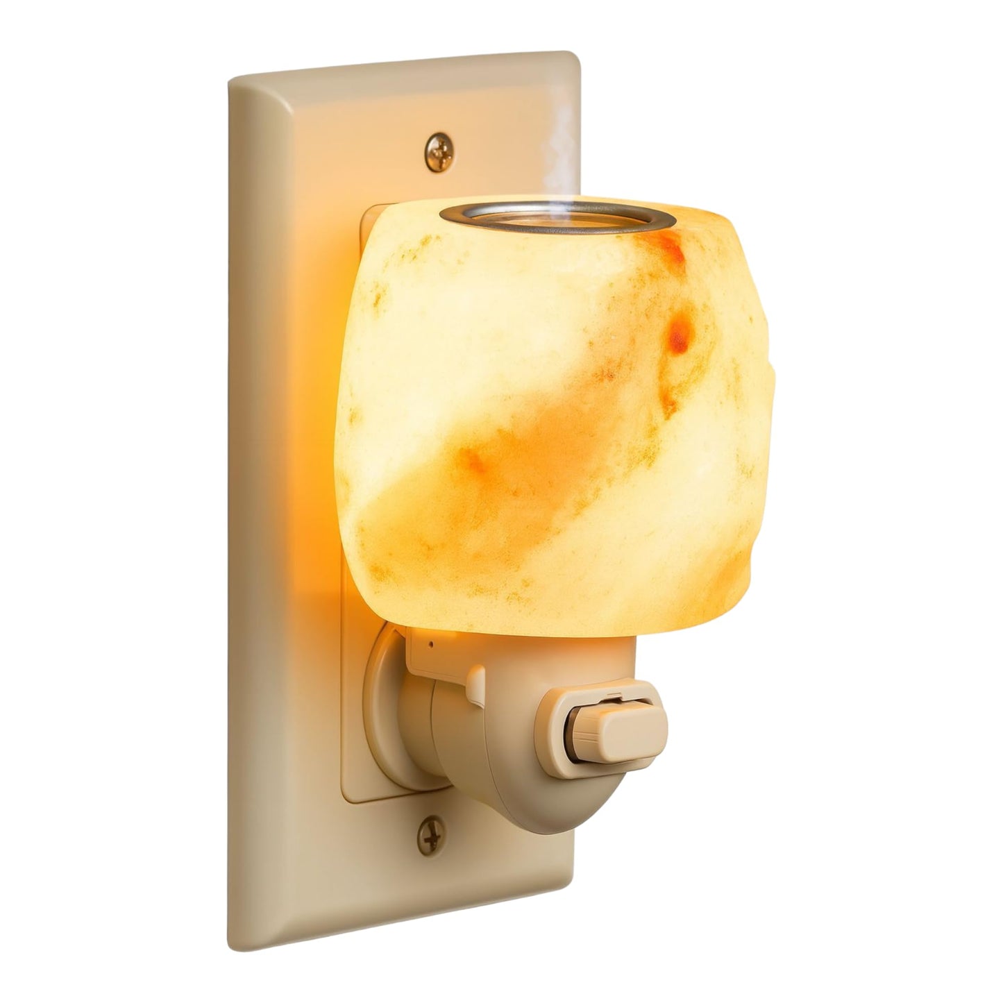 Himalayan Natural Salt Night Lamp with Aroma Lid – Unique Rock Shape for Relaxation & Wellness – Ideal Gift in Beautiful Box!