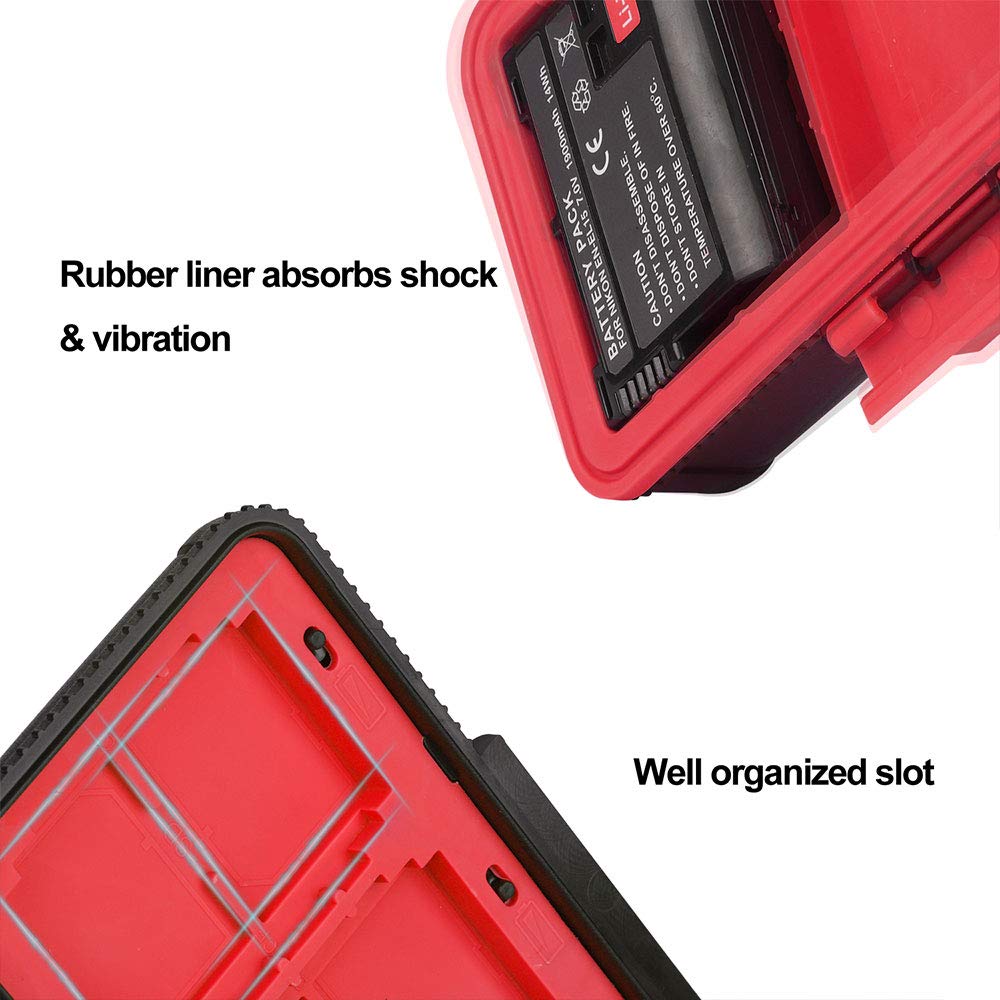 LENSGO Camera Battery Memory Card Case, Memory Card Hard Protector Case Water-Resistant Anti-Shock Compact Camera Battery Card Storage Box for 3 Camera Batteries 3 XQD or 3 CF Cards 6 SD Cards (Red)
