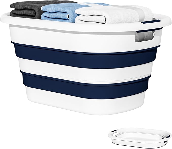 43L Collapsible Laundry Baskets plastic, Pop Up Laundry hamper/Storage Container