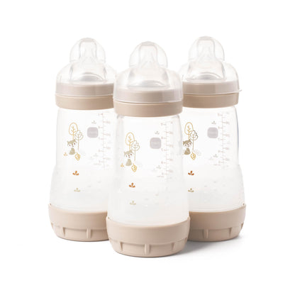 MAM Easy Start Anti-Colic Baby Bottles | 3 Pack (3 x 260) | Self-Sterilising Baby Milk Bottle | Medium Flow MAM Teats Size 2 | Newborn Essentials | Seashell (Various Designs)