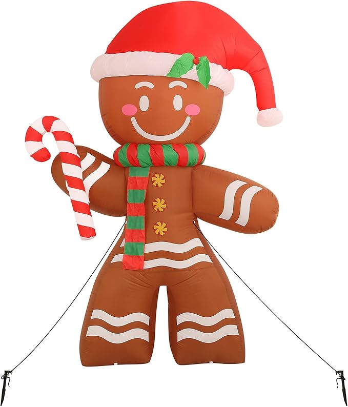 Onory 8 FT Christmas Inflatables Decoration Gingerbread Man with Built-in LEDs Blow Up Inflatables for Xmas Party Indoor Outdoor Yard Garden Lawn Décor