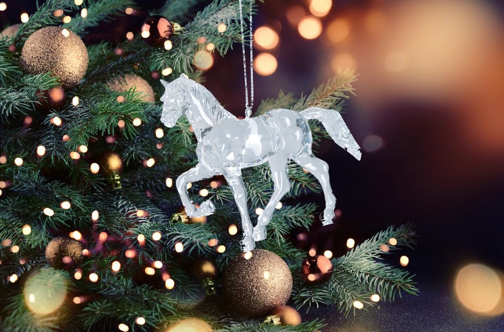 C&F Home Clear Crystal Acrylic Galloping Horse Small Christmas Tree Ornament 3.5" Xmas Festive Winter Holiday Hanging Artificial Real Tree Premium Luxury Elegant Equine Equestrian Decor Decoration
