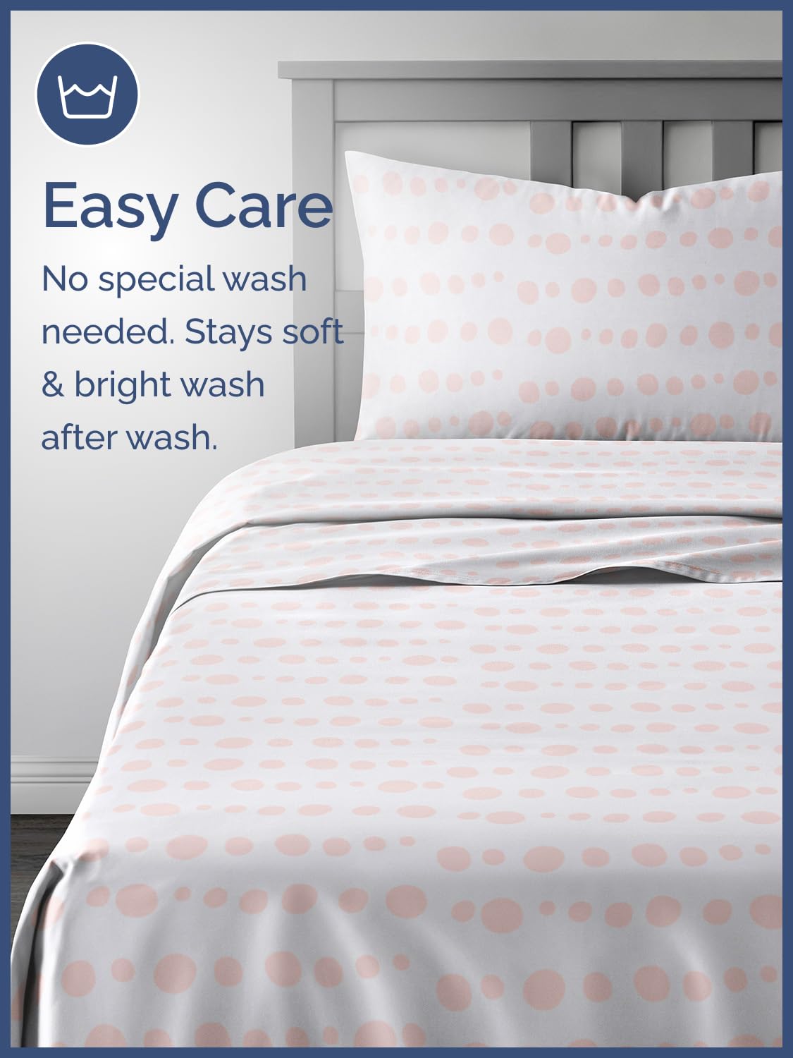 Kids Twin Size Bed Sheet Set - 3 Piece Kids Loft Bed Sheets - Pink Dots Spotty Patterned Bedding - Soft, Cute - Breathable and Machine Washable - Easy-Care Bed Set for Boys, Girls, Teens and Toddlers