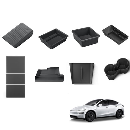 LUCKEASY Center Console Organizer for Tesla Model Y Juniper 2025+ Center Cup Holder | Armrest Box & Armrest Cover | Glove Box | Center Pad | Wireless Charging Pad | Center Upper & Lower Storage Box