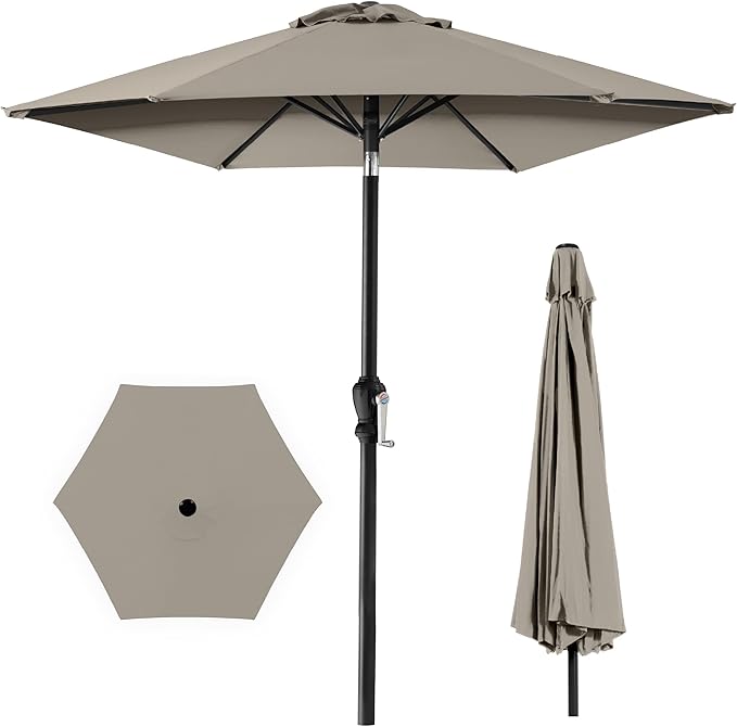 Best Choice Products 10ft Outdoor Table Compatible Steel Polyester Market Patio Umbrella w/Crank and Easy Push Button Tilt