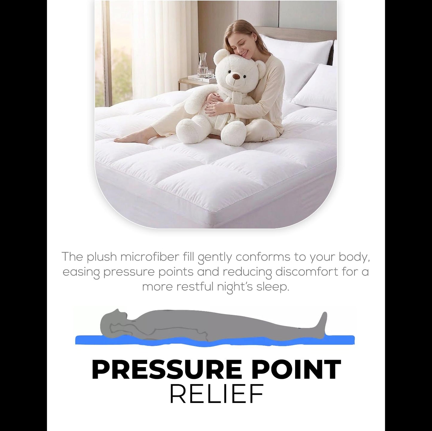 Queen Mattress Topper Cooling Pillow Top Extra Thick, Plush Mattress Pad for Back Pain Relief, Breathable Quilted Bed Topper with Deep Pocket 8–21”, Down Alternative Filling