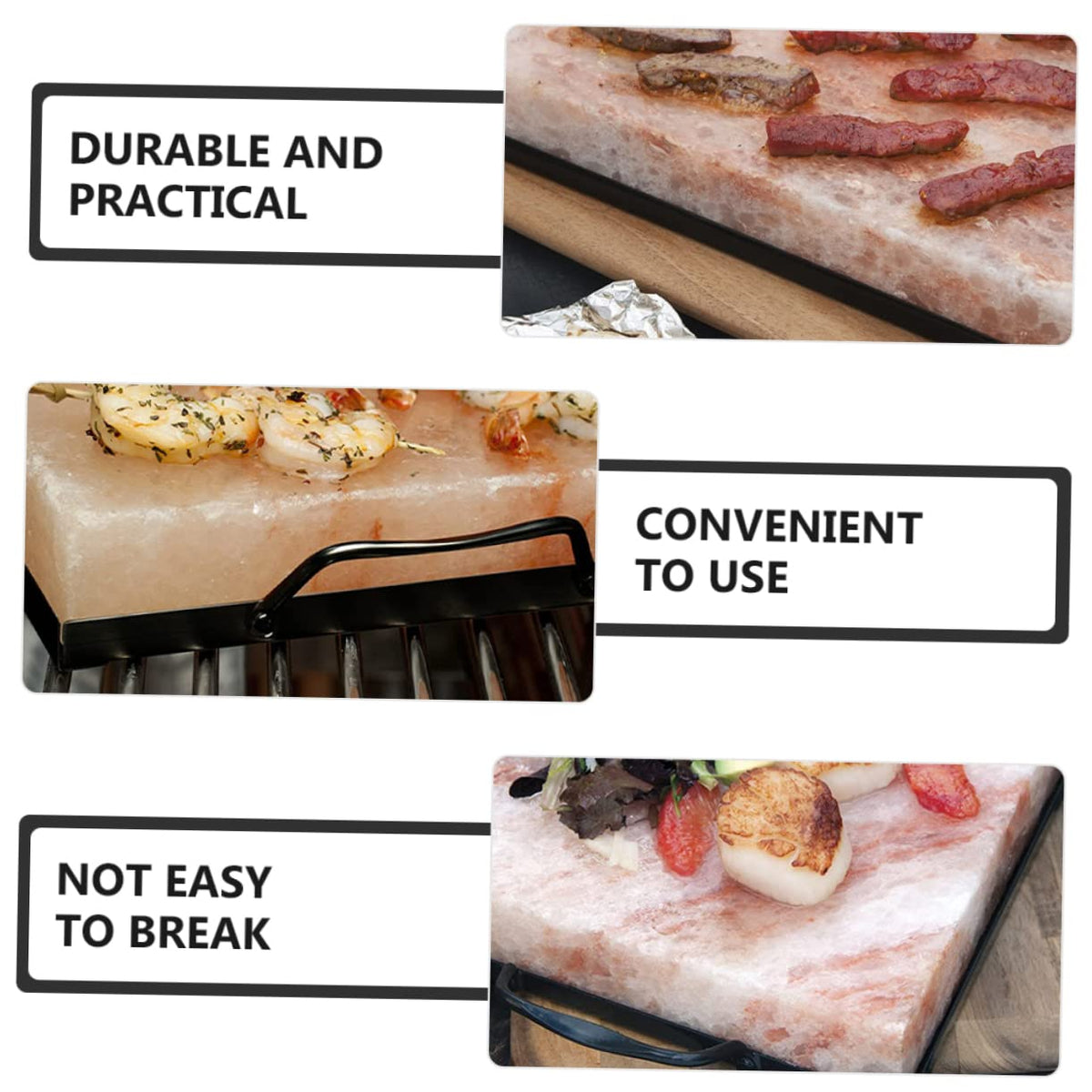 KONTONTY Salt Block Holder for Grill Durable Enameled Stainless Steel Salt Plate Rack with Double Handles for and Serving Barbecue Tool for Home and Restaurants