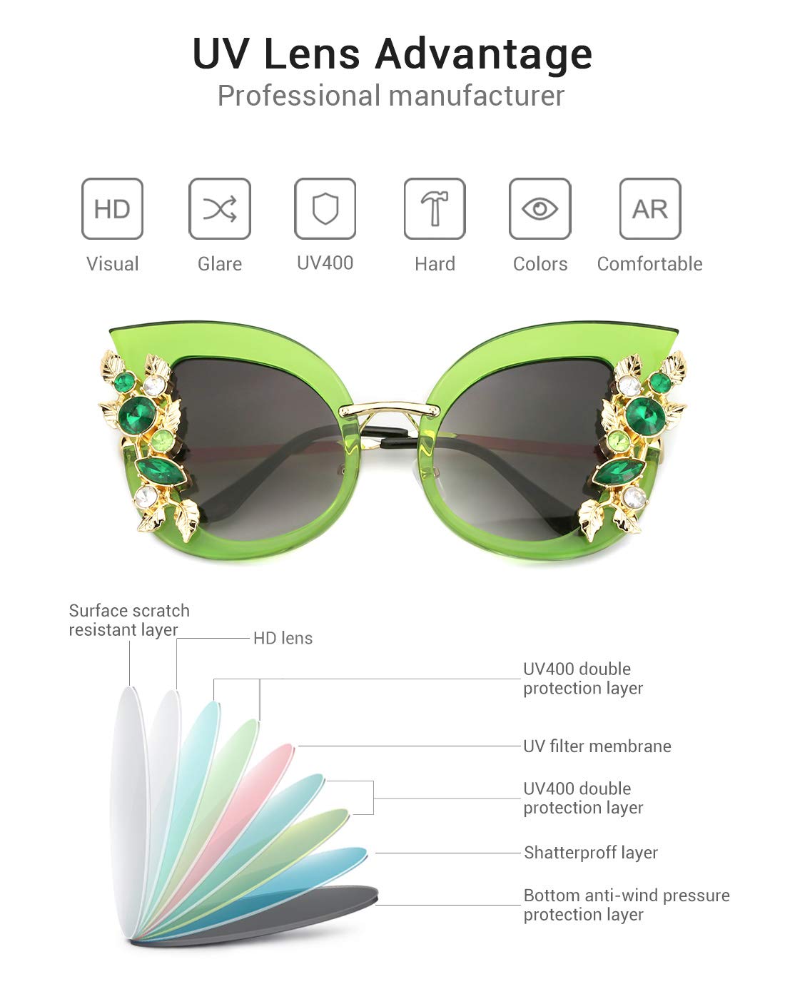 Slocyclub Halloween Glasses Jeweled Sunglasses, Funky Butterfly Shaped Sunglasses, Oversized Rhinestone Sunglasses for Women, Unique Sunglasses with UV400 Protection, Colorful Fun Sunglasses