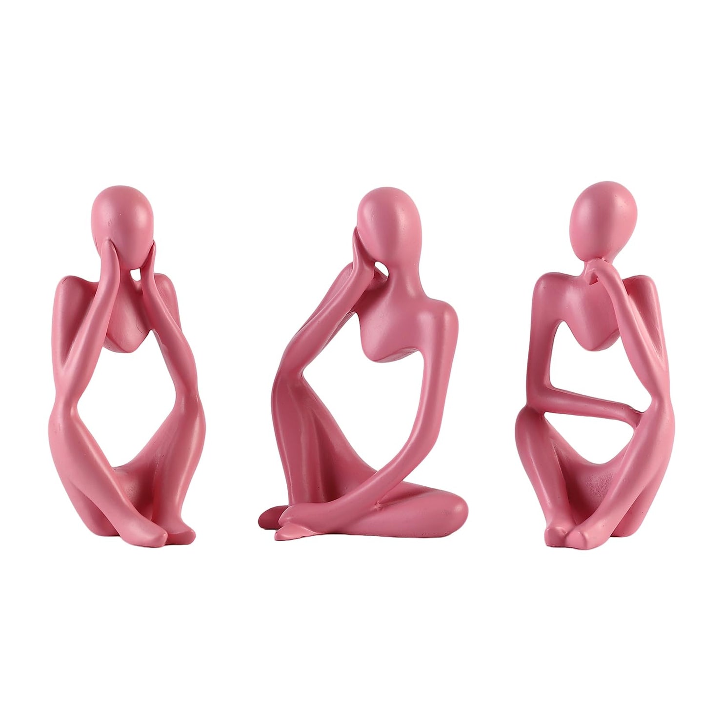 BrownLove 3pcs Pink Human Body Abstract Art Decoration, Modern Art Resin Statue Room Office Shelf Bookcase Decoration
