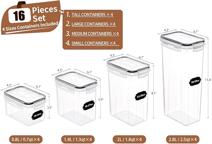 PRAKI Airtight Food Storage Containers Set, Flour & Sugar