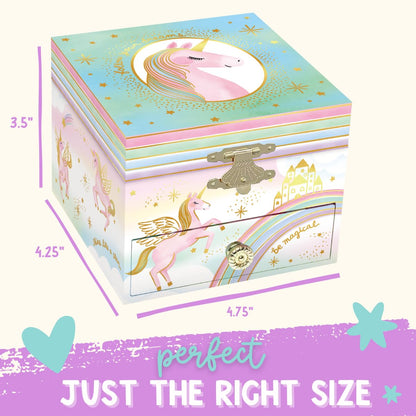 Musical Unicorn Jewellery Box for Girls - Kids Dancing Unicorn Music Box with Mirror, Unicorn Gifts for Little Girls, Jewellery Boxes, Childrens Birthday Gift, Ages 3-10