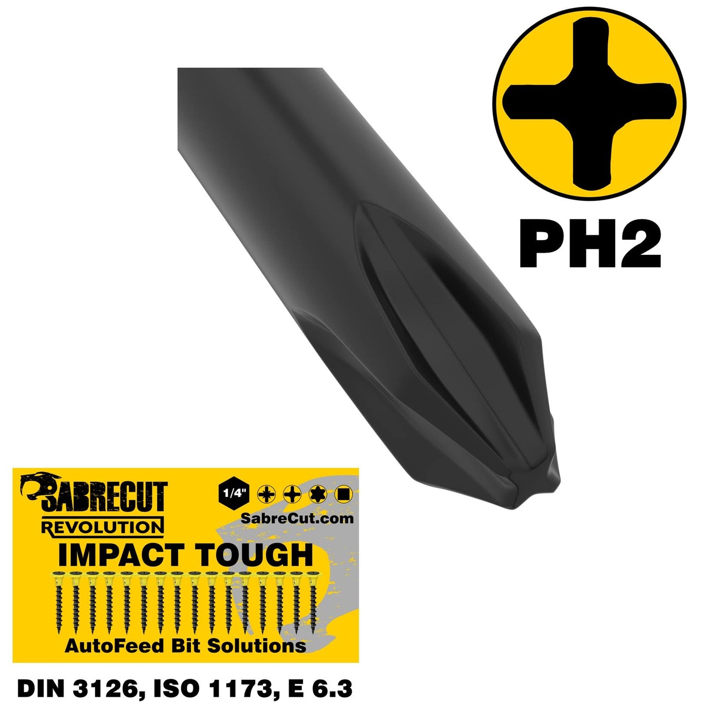 5 x SabreCut SCPH2157_5 157mm PH2 Autofeed Collated Drywall Screwdriver Gun Bit Single Ended Phillips No.2 Heavy Duty Compatible with Makita BFR550 6843 DFR550