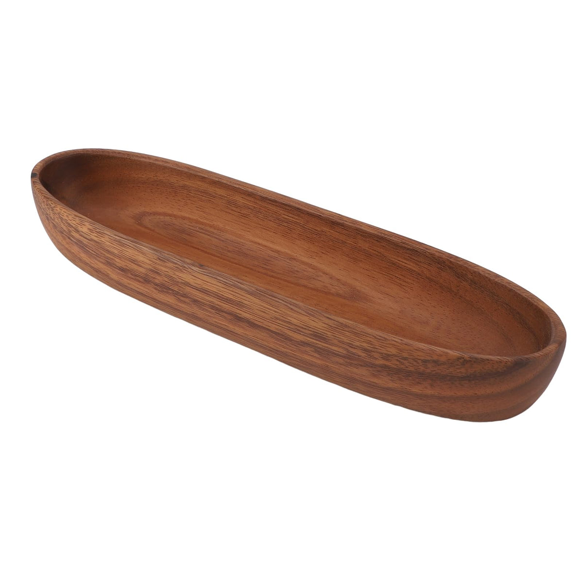 Rengue Wooden Salad Bowl, Serving Bowl Solid Wood for Fruits Snacks Desserts Large Capacity Boat Shaped for Kitchen Table