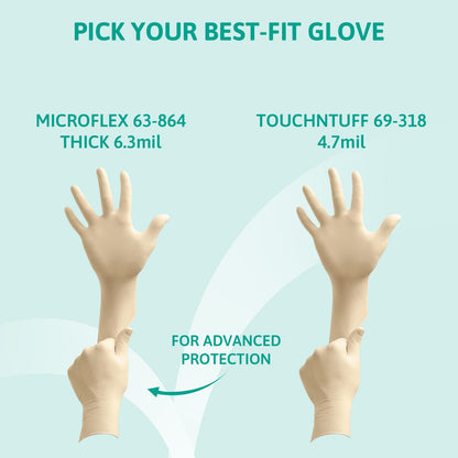 Ansell MicroFlex 63-864, Disposable Gloves with Textured Fingertips, Industrial Safe Latex Gloves, Powder Free Certified Food Gloves, Multipurpose Work Gloves, White Latex Gloves Small, 100 Gloves