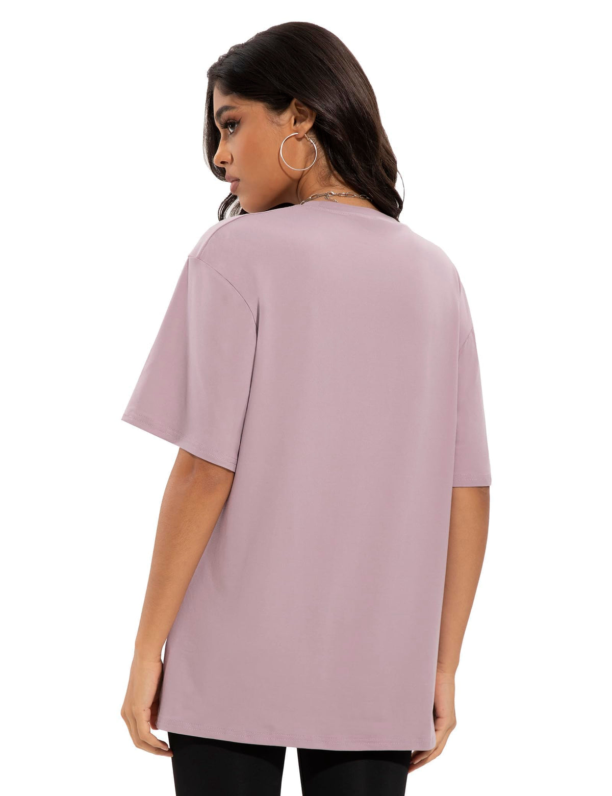 Siimcuzy 4 Pack Oversized Tshirts for Women, Loose Fit Crew Neck Summer Baggy Tops Workout Tees Plus Size T Shirts 1 Black 1 White 1 Dark Pink 1 Khaki Small