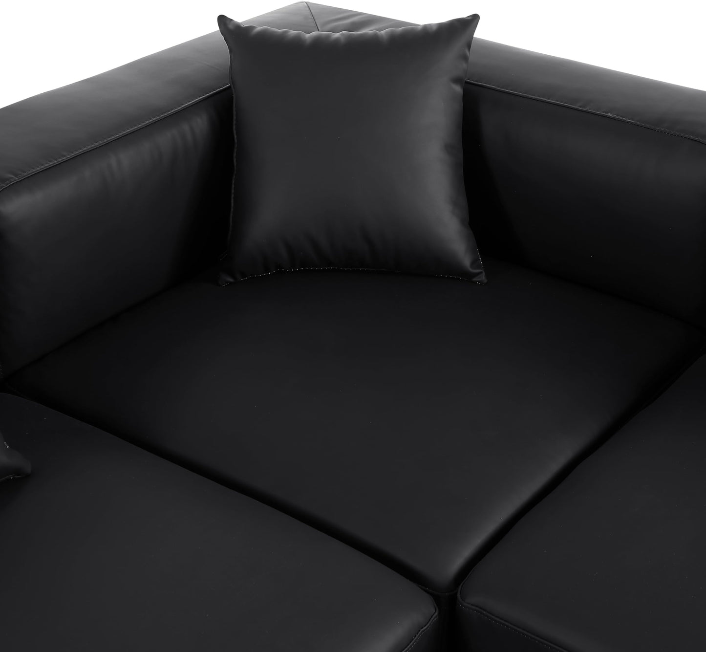 Meridian Furniture 668Black-Sec6D Cube Collection Modern | Contemporary Modular Sectional with Soft Black Vegan Leather, Modular to Create Infinite Configurations, 144" W x 72" D x 26" H, Black