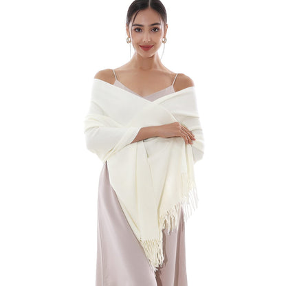 RIIQIICHY Women Scarf Ivory Pashmina Shawls and Wraps for Wedding Ladies Winter Scarves