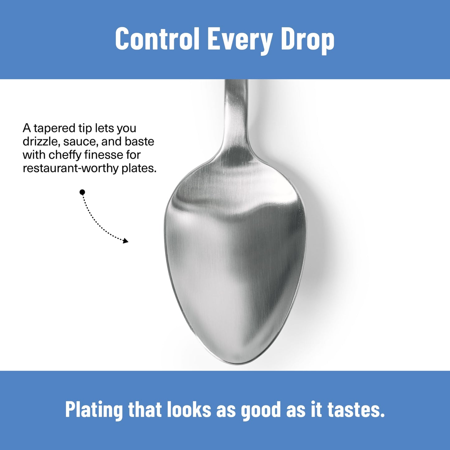 Misen Plating Chef Spoon – Stainless Steel Precision Cooking and Serving Spoon with Tapered Tip for Saucing Basting Drizzling Stirring Scooping and Restaurant Quality Plating at Home