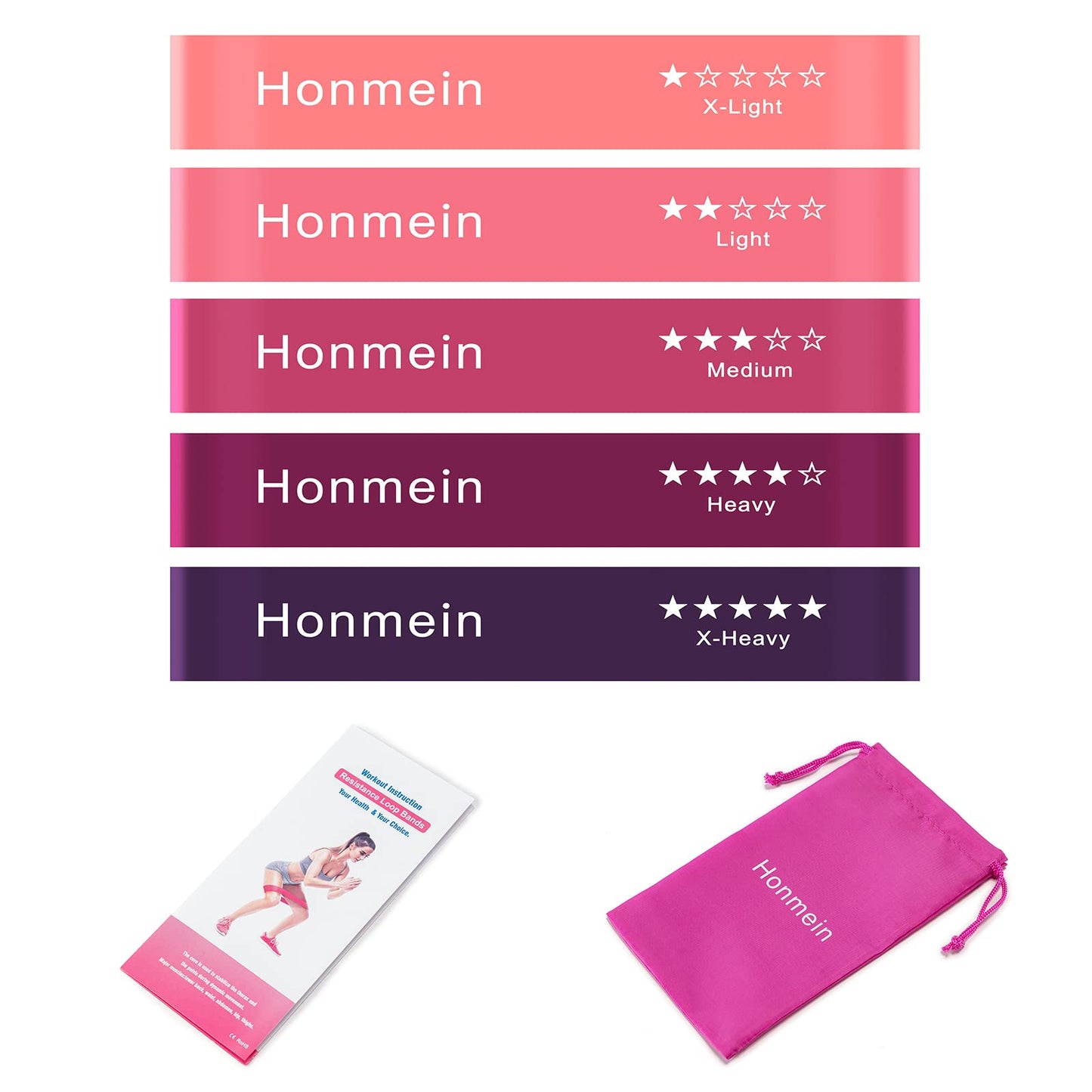 Resistance Bands for Working Out, Exercise Bands with 5 Resistance Levels Fit for Home Fitness, Strength Training, Natural Latex Resistance Band Include Instruction Guide and Carry Bag