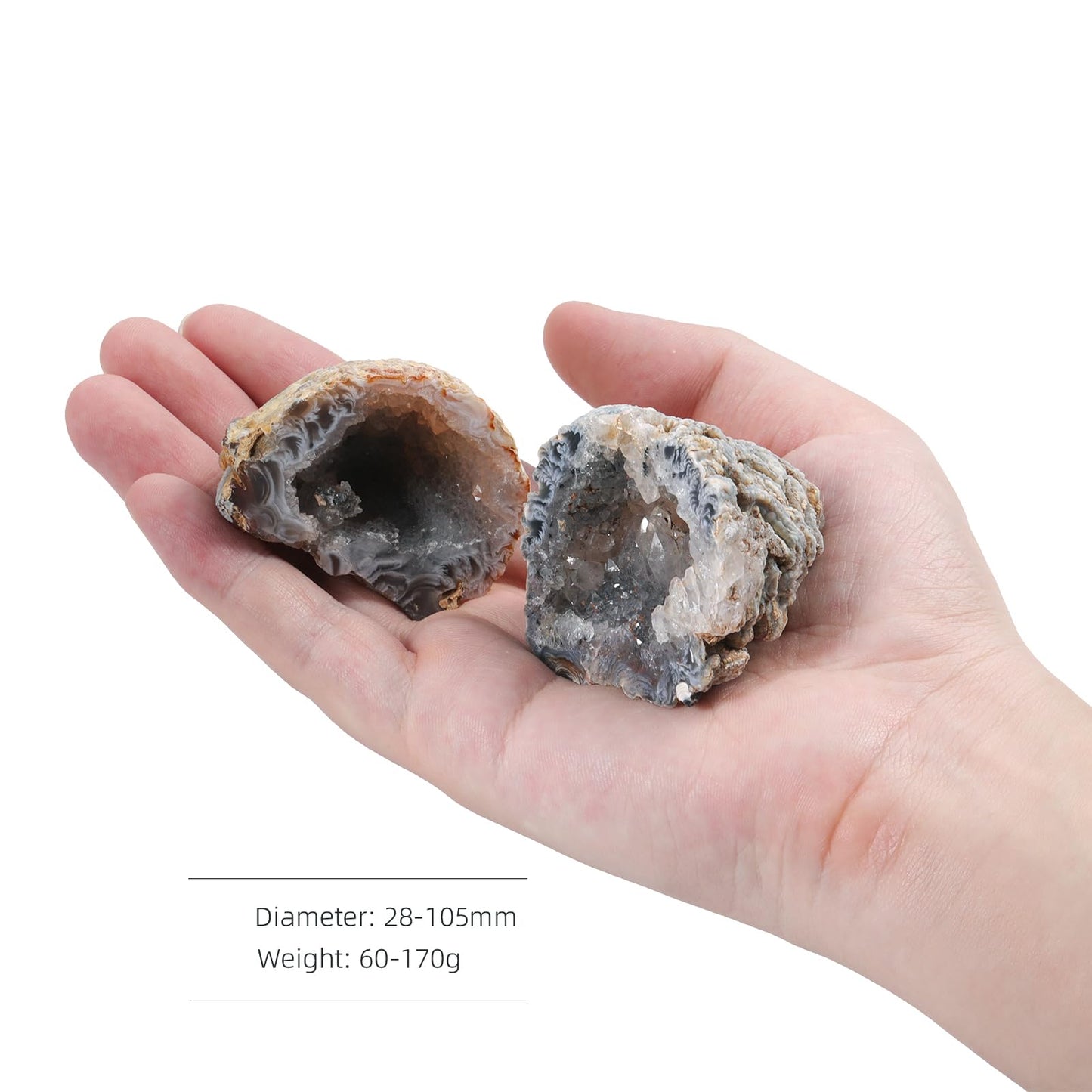 SUNYIK Natural Agate Druzy Geode Cluster Irregular Collectible Mineral Stone Specimen for Decor Figurine Feng Shui(0.1-0.3lb)