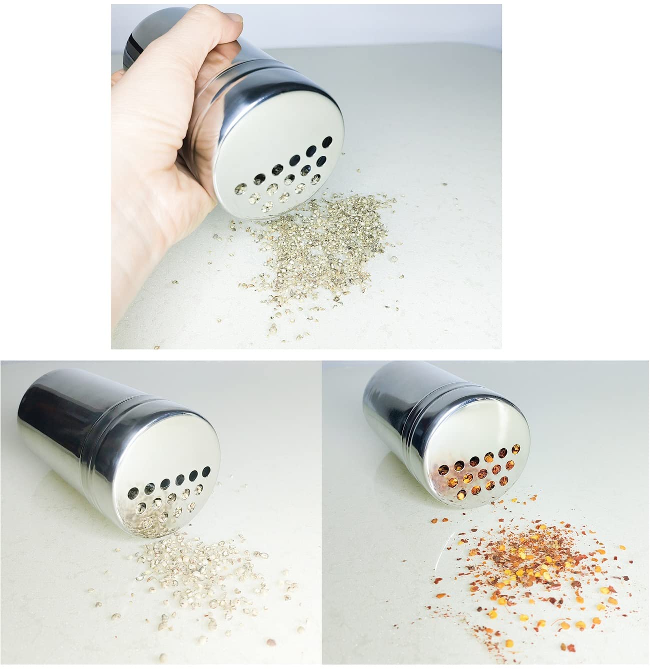 Dredge Shaker Spice Shaker Grated Cheese Shaker Stainless Steel Seasoning Shaker with Large Holes & Lid (size -1)