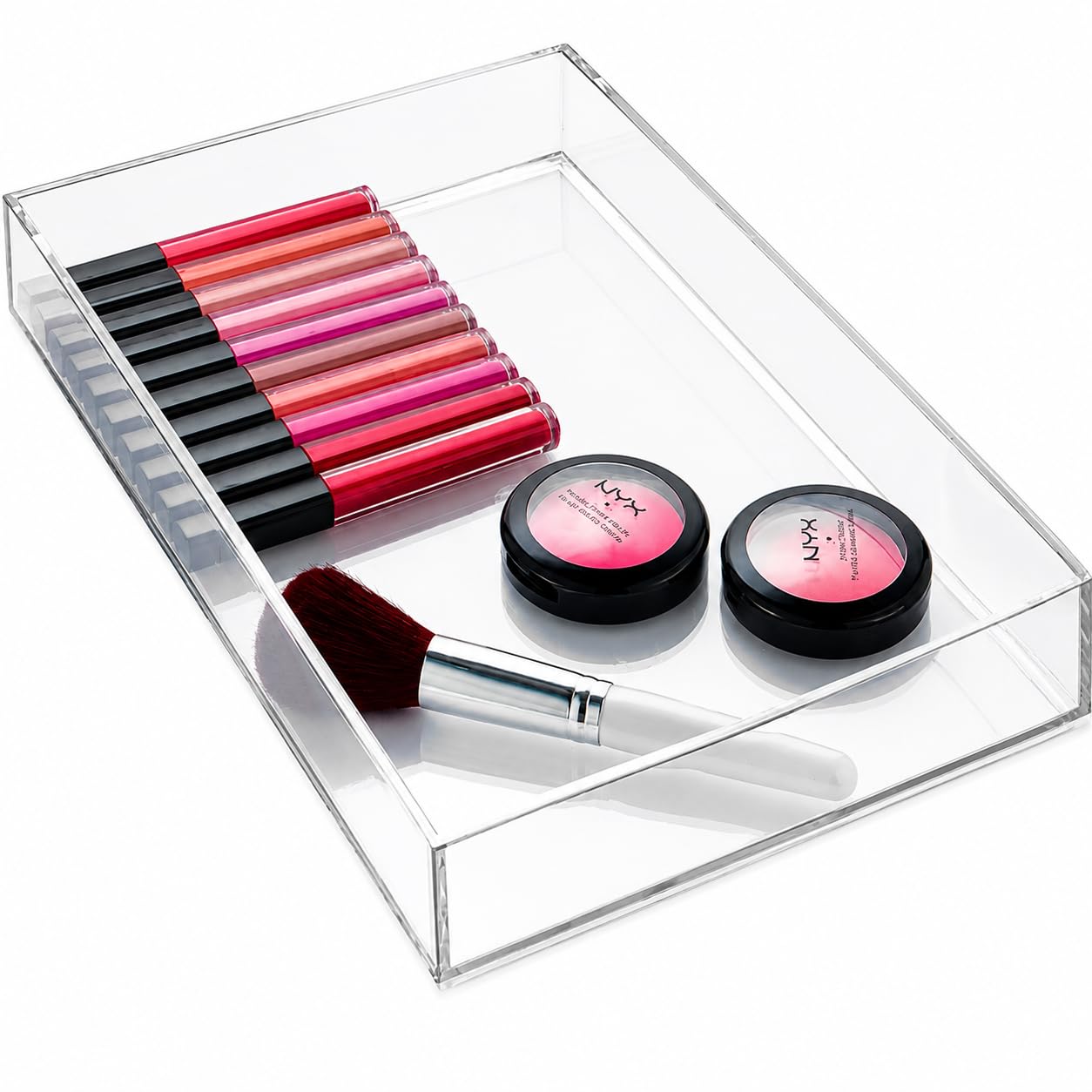 iDesign Clear Drawer Organizer, Plastic Tray for Makeup Storage on Bathroom Vanity, Dresser or Desk