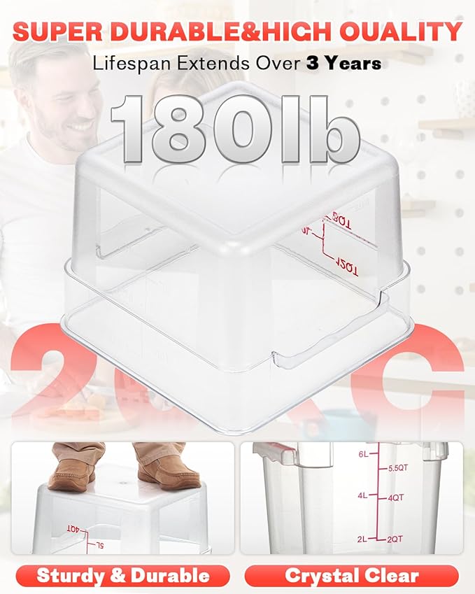 6QT Clear Food Storage Containers: 8 PCS NSF Food Storage Containers