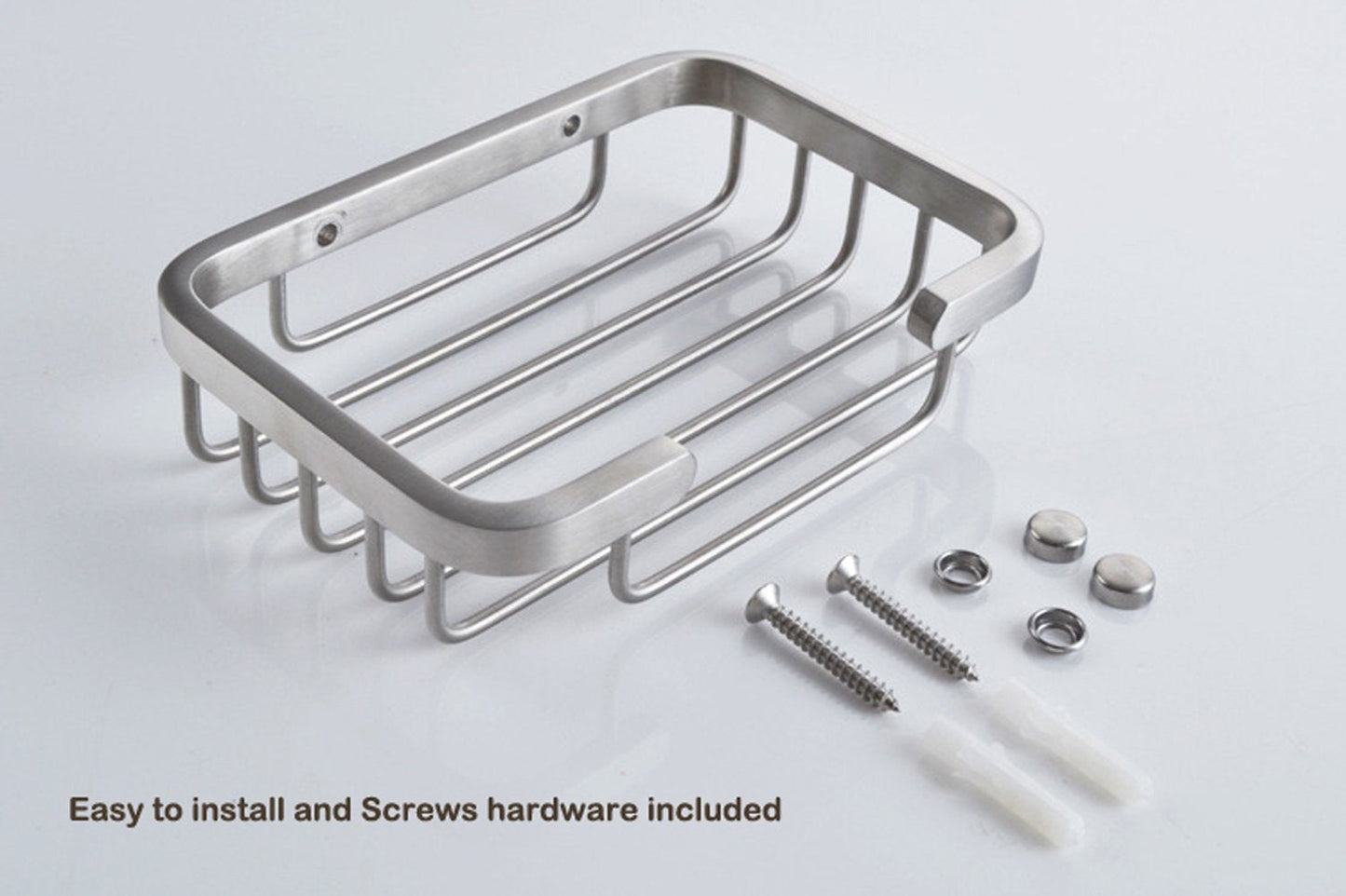 Deezio Satin Nickel Stainless Steel Soap Dish, Rectangular, 5 x 3.5 Inch, Wall Mounted, 100%