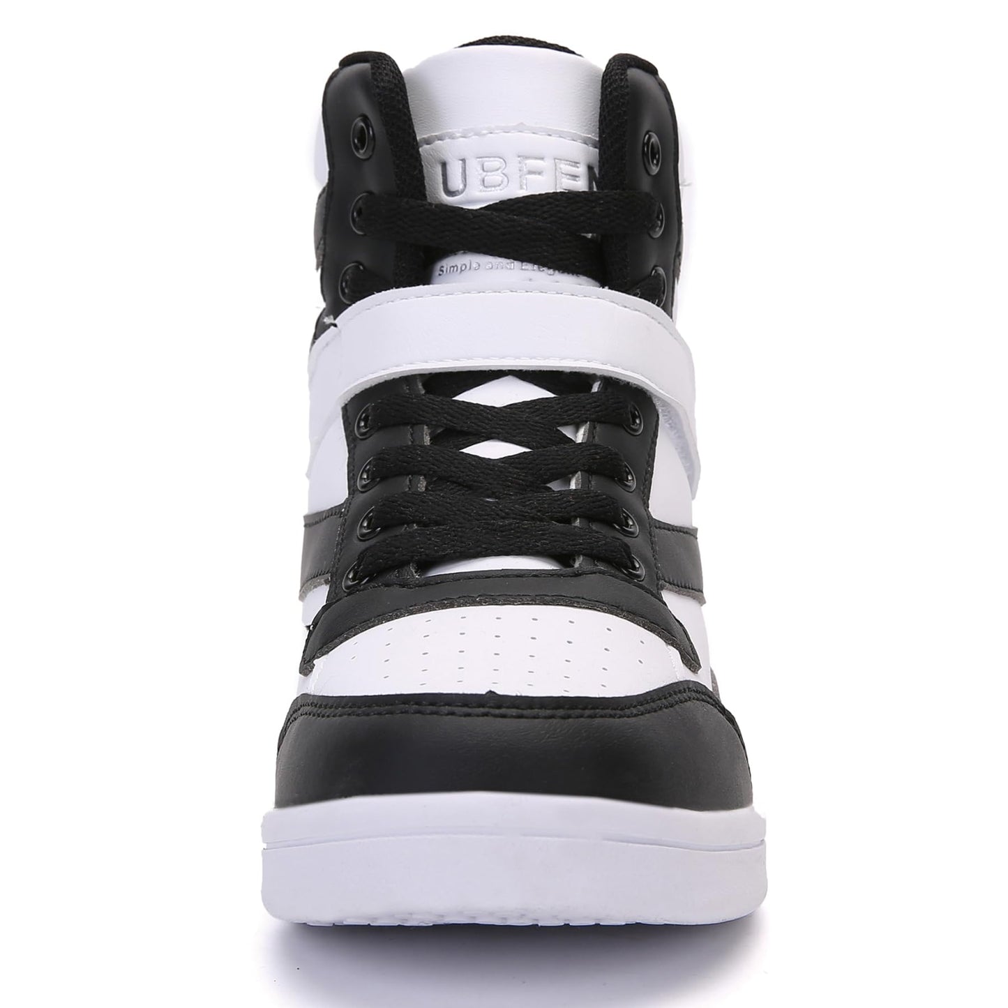 UBFEN Womens High Top Ankle Support Sneakers Black White Hidden Wedge Heel Retro Halloween Party Tennis Shoes for Girls Cosplay Removable Insole Footwear Size 7.5