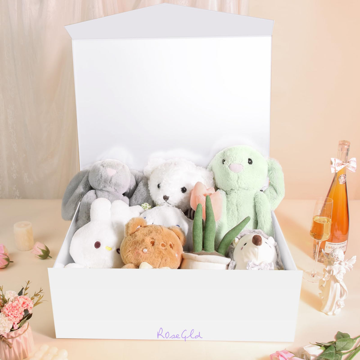 ROSEGLD Extra Large Gift Box 20x16x7.2 Inches, Giant White Magnetic Gift Box with lids for Presents, Bridesmaid Proposal Box (Glossy White)