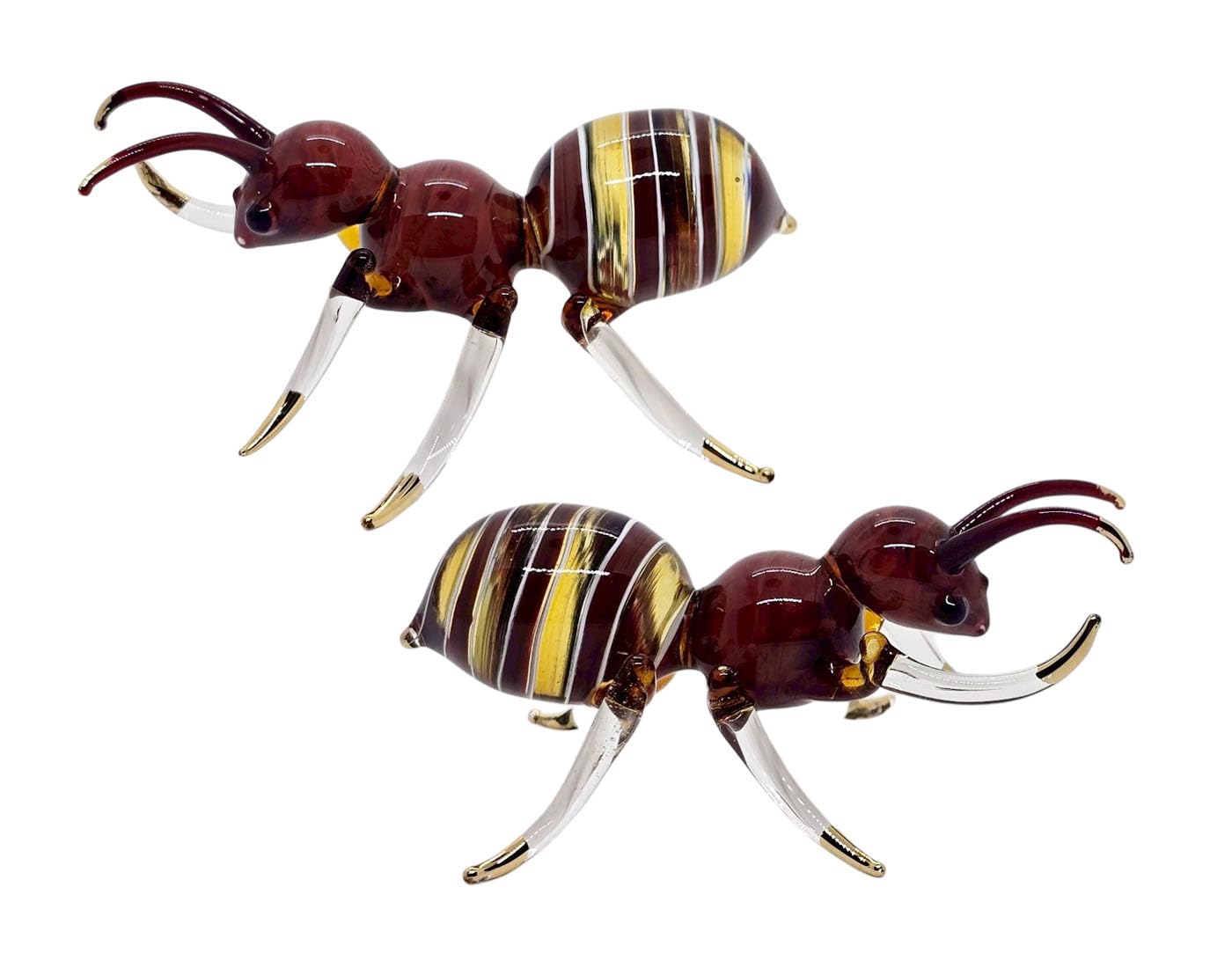 WitnyStore 4" Red Yellow Ant Formicidae Insect Blown Glass Figurine Premium Hand-Blown Statue Tabletop Decoration Unique Collectible for Adult Collectors Elegant Home Room Decor