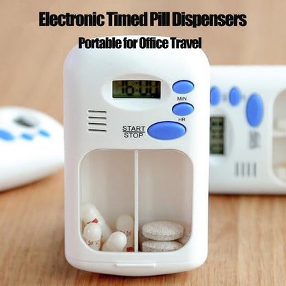 Electronic Timed Pill Dispensers,Digital Pill Organizer,Automatic Daily Pill Box Reminder with Beeping Alarm for Elderly Gift,Portable for Office Travel