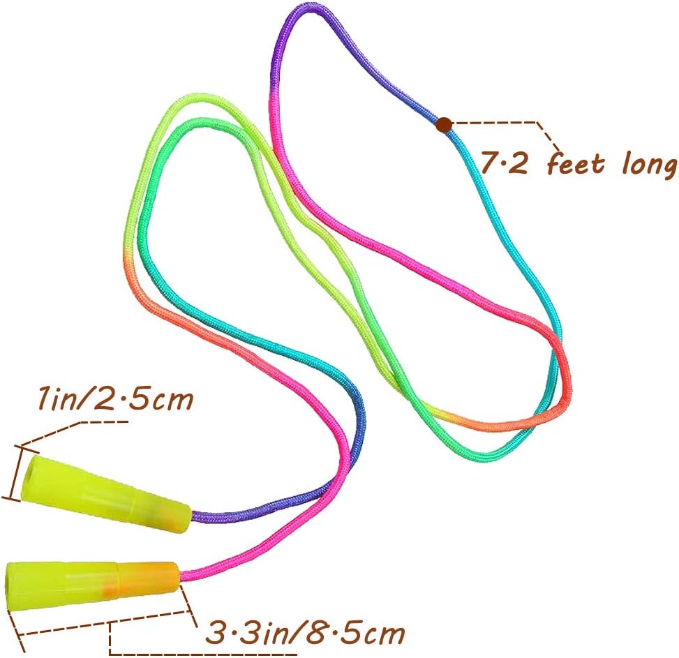 10 pcs Rainbow Jump Rope Set Durable Nylon Skipping Ropes,Safty Vibrant Jumping Ropes for Girls or Boys Physical Education Skipping Rope(7.2 Feet)